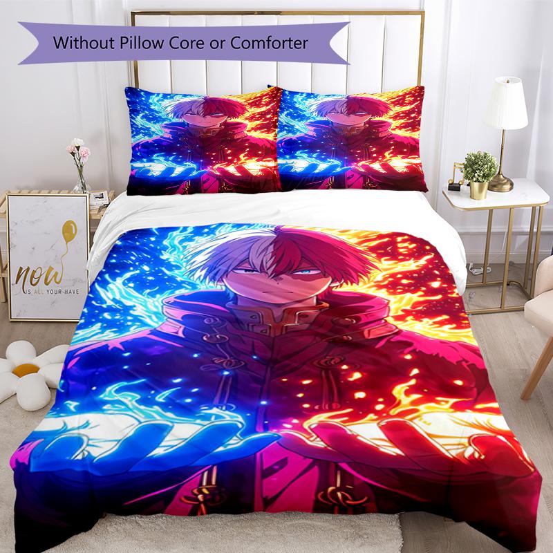 3pcs My Hero Academia Bedding Set Duvet Cover Closure Includes 1 Duvet Cover & 2 Pillowcases, Soft and Comfortable for All Seasons.