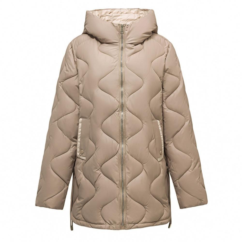 Medium and long rhombus collarless light down cotton clothes women's winter design sense niche small fragrant new cotton-padded coat