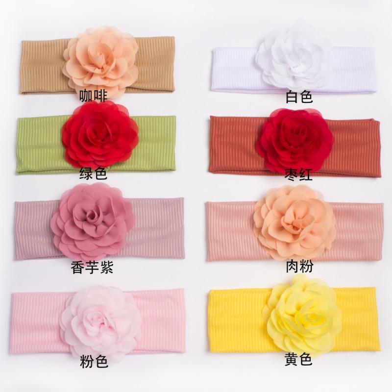 New baby headband headgear, cute children's ribbed wide-brimmed flower headscarf, baby headband.
