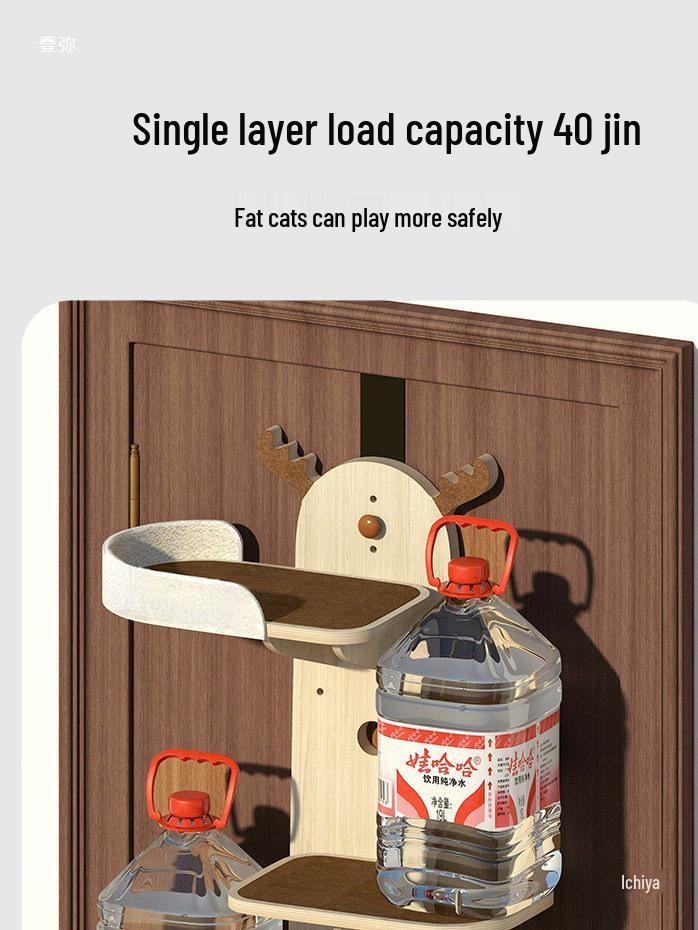 Door-Mounted Cat Tree & Hammock: Space-Saving Solid Wood Climbing Platform & Bed for Cats