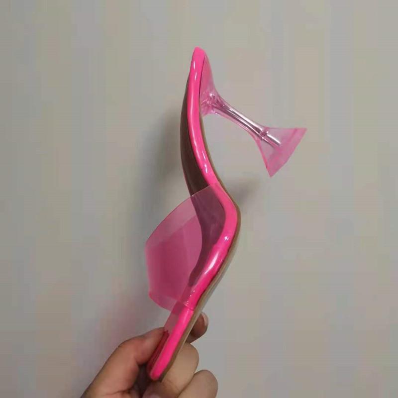 

Модный стиль Звезда Прозрачные ПВХ Кристально чистые На каблуке Женские тапочки Модные Высокие каблуки Женские Мюли Шлепанцы Летние Сандалии Обувь 36 ярко-розовый