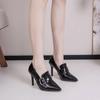 Autumn New Slip-on Slim Heel Single Shoes Pointed Toe Mid-mouth Belt Buckle Anti-slip Wear-resistant High Heels