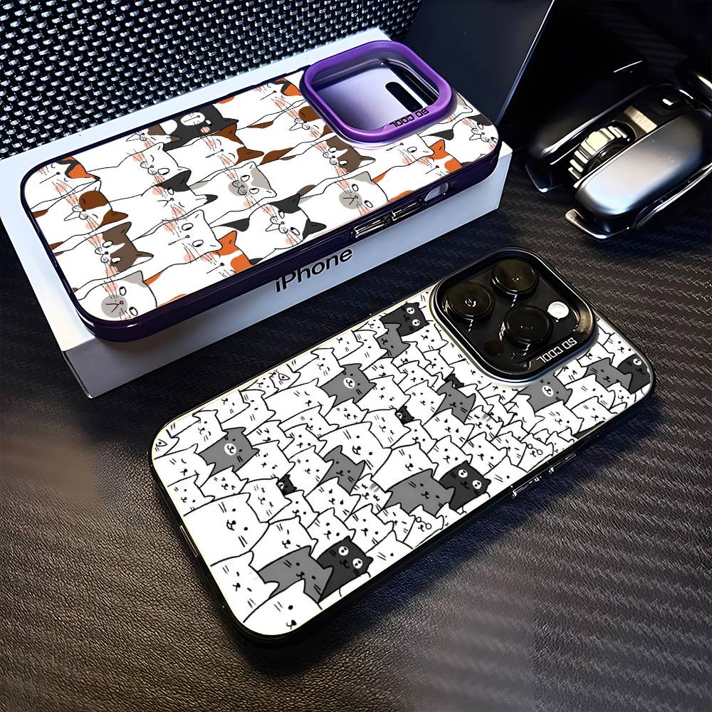 A Lot Of Cats Phone Case For iPhone17,16,15,14,13,12,11 Plus,Pro Max Purple Matte Shockproof Cover