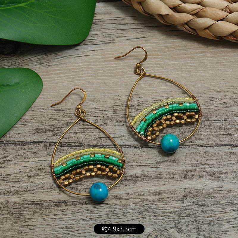 

Bohemian earrings hand-woven retro vacation versatile temperament earrings women s long earrings
