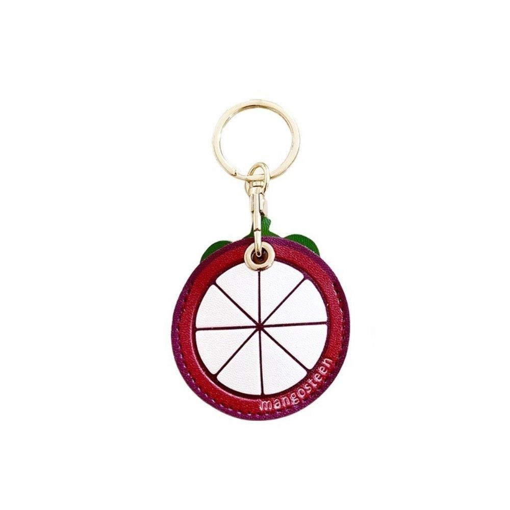 Leather Fruit Key Chain Anti-lost Access Card Holder Cute Bag Pendant  Bag Charm