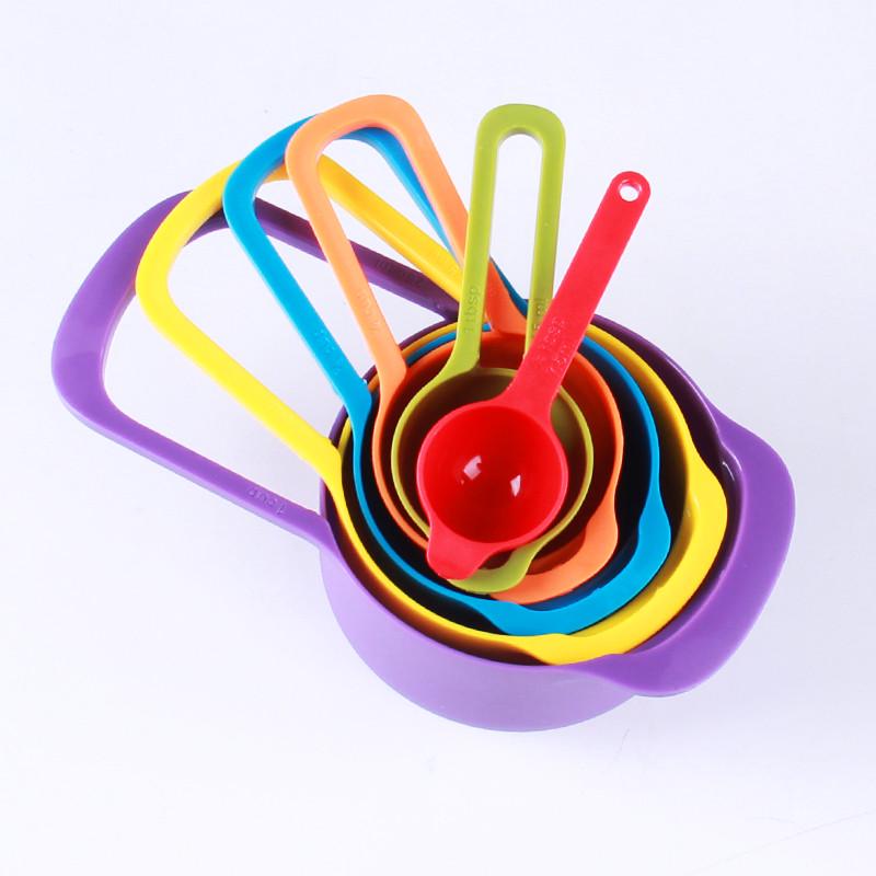 6Pcs Rainbow Color Measuring Spoons Set Plastic Measuring Cups Baking Cooking Dishwasher Safe Kitchen Baking Tool