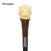 Yellow Resin Lion Head Tree Root Walking Cane Fashion Decorative Steel Stick Gentleman Elegant Cosplay Cane Knob Crosier 94cm