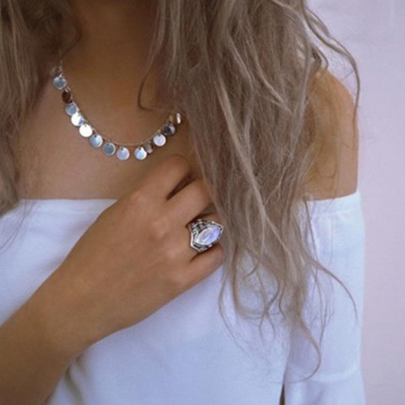 Jianjie Retro Moonstone Thai Silver Ring with European & American Style
