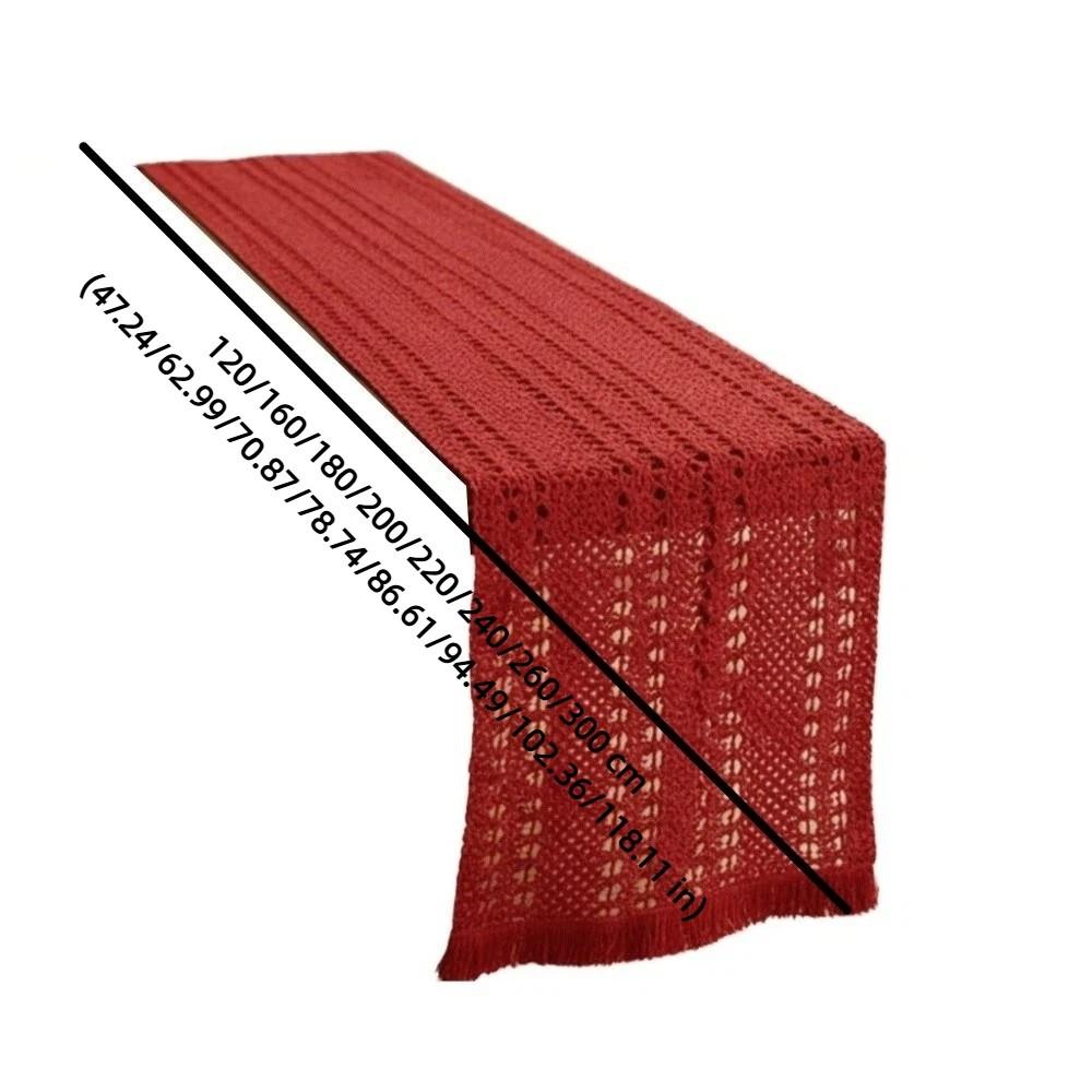 Traditional Chinese New Year Table Runner Long Strip Decorative Hollowed-out Tassels Runner Vintage Elegant Table Flag