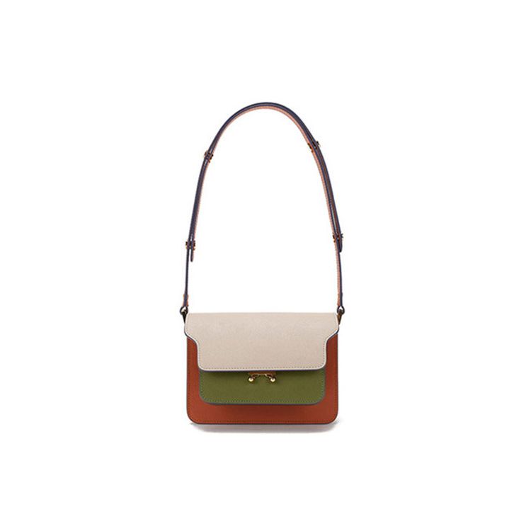 

Marni Adjustable Strap Color Block Design Leather Tote Crossbody Shoulder Bag Women bags Light-Brown Green Multicolor SBMPS01U51-LV520-Z438B Basic Set (Bag+Dust Bag)