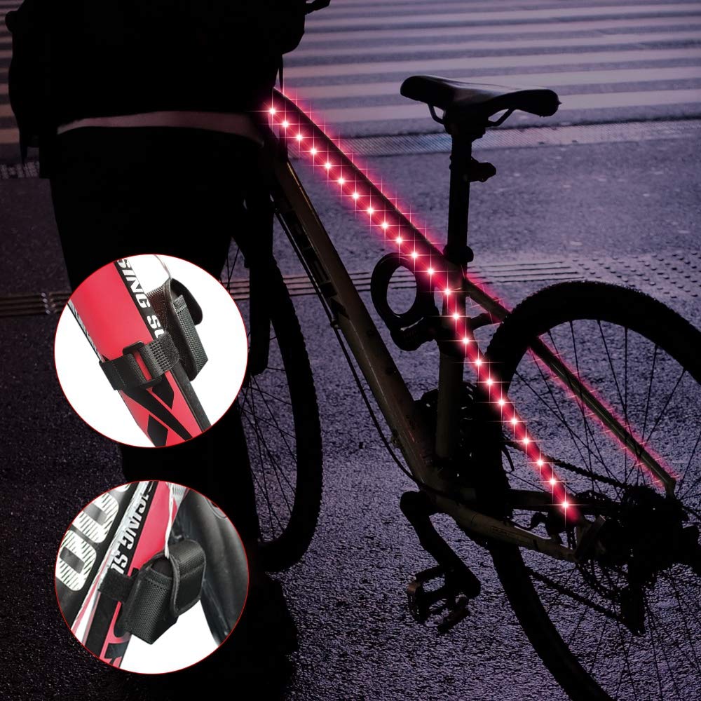 DANCRA RGB LED Pás na kolo s dálkovým ovládáním a vysokou barvou a střihatelný pro elektrické kolo, odrazky na rámu, světlo, na baterie,