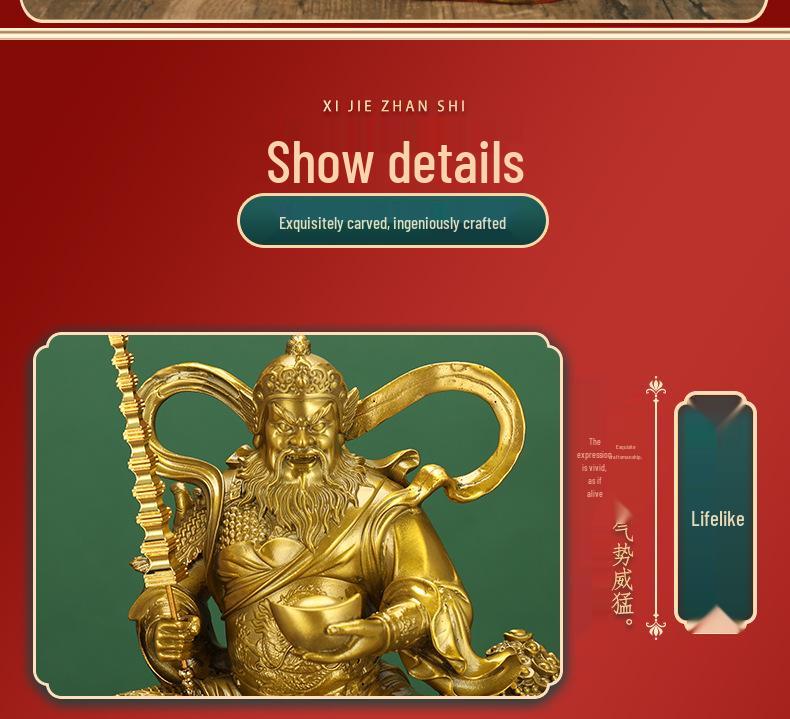 Brass Statue of Zhao Gongming Riding Tiger - God of Wealth, Five Roads Luck Attractor