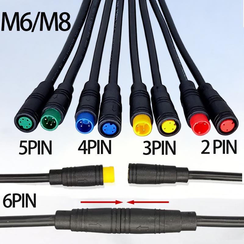 M6 M8 2 3 4 5 6 Pin Male to Female EbikeElectric Butt Cable Plug Connector Scooter Brake waterproof Signal Sensor cord 1 meterl