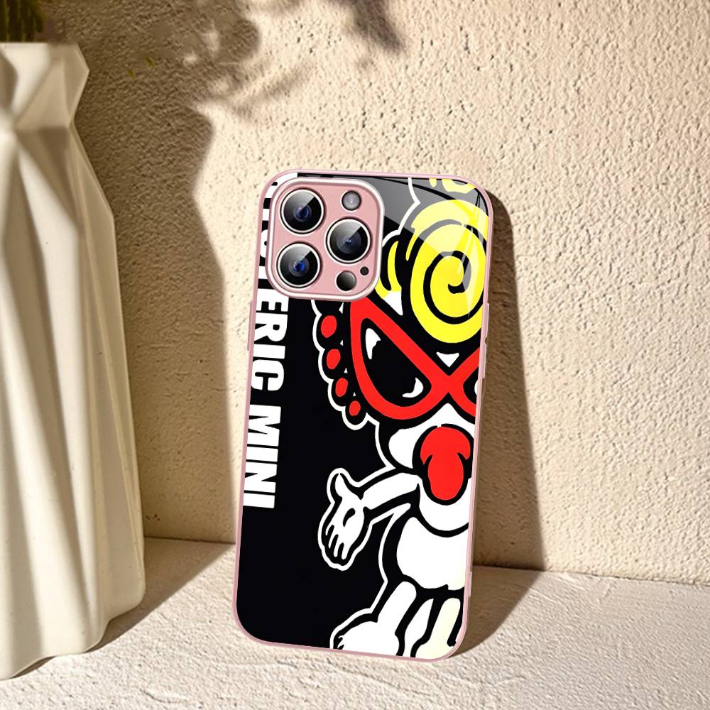 Fashion H-Hysteric Mini For IPhone 14 13 12 Mini 11 Pro XS Max X XR 14 Plus Tempered Glass Cover