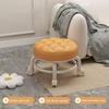 Low Height Rolling Stool with 360 Degrees Wheels Faux Leather Sponge Filled Cushion Modern Home