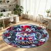 Wild Animals (86) Theme Round Crystal Velvet Rug Custom Name Text Personalized Floor Mat Home Decor Non Slip Crystal Carpet