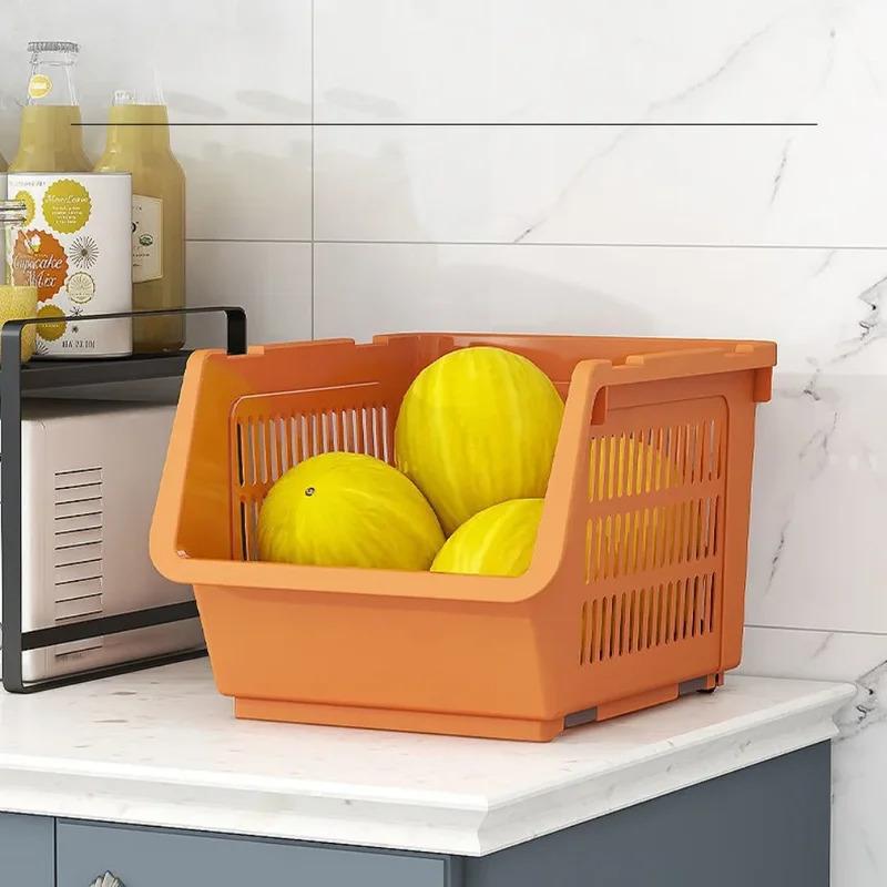 Kitchen Stackable Basket High-capacity Household Multi-layer Rack Durable And Sturdy Bathroom Shelves Storage Basket Stackable