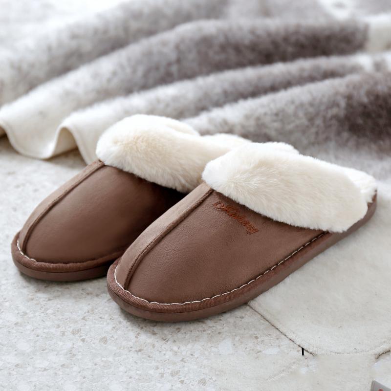 Fashion Size 47 Men Half Slipper Cotton Shoes Cashmere Boot Furry Warm Home Shoes Couples house floor slides Slip On Comfy bedroom shoe