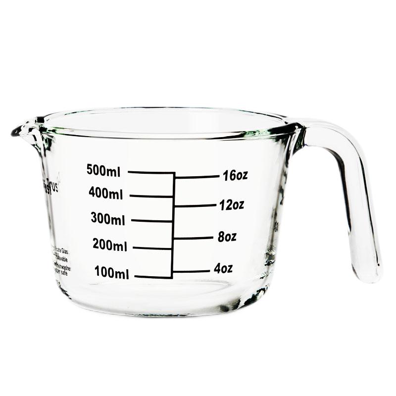 Heat-Resistant Glass Measuring Milk Cup with Handle