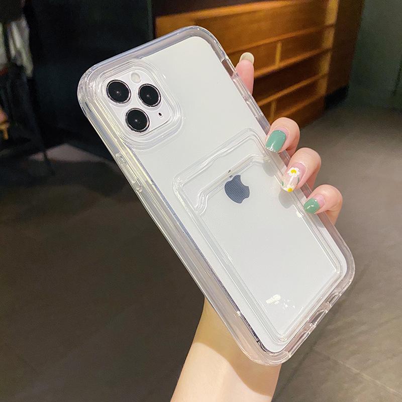 2 v 1 Priehľadné puzdro na telefón s priehradkou na karty, odolné voči nárazom, pre iPhone 13 11 12 Pro Max Xr Xs 14pro 12 13, mäkký priehľadný nárazník, zadný kryt