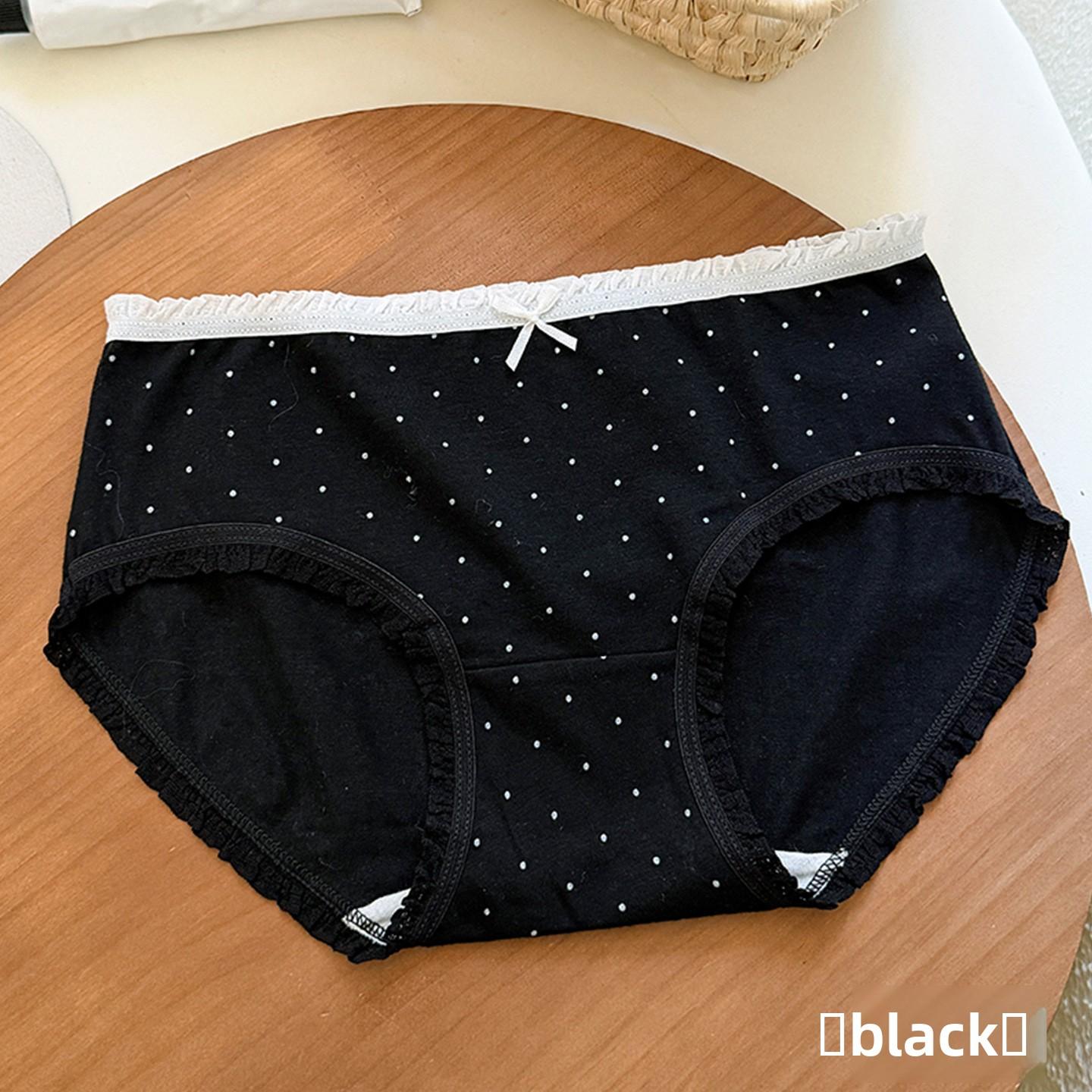

Ladies Summer New Style Sweet Pokdot Pure Cotton No Trace Breathable Mid Waist Triangle Briefs XL