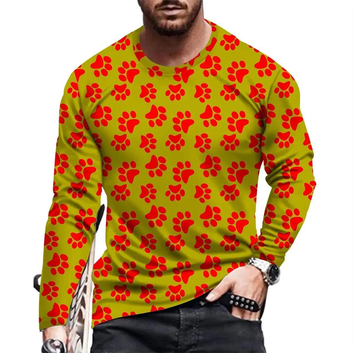 

Весна Осінь Чоловічий Повсякденний Особистість Цікавий Патерн Сліду 3D Принт O-подібний Виріз Довгий Рукав Вільний Ретро Великого Розміру Топ 6XL