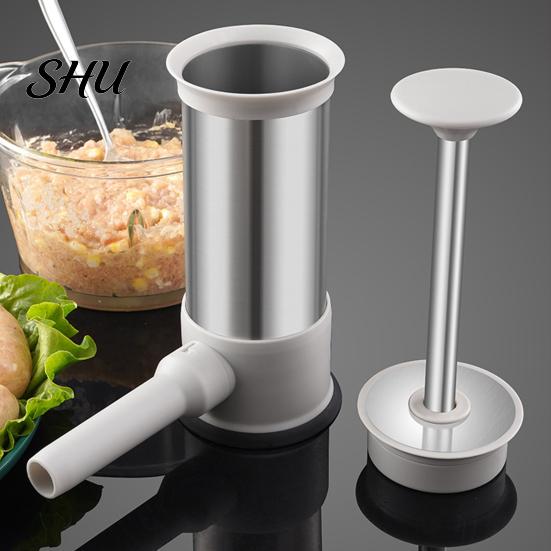 Long-lasting Sausage Stuffing Machine 1 Set Maker Stainless Steel Stuffer with Large Spout 4 Nozzles Efficient Equipment for Home Kitchen Non-slip