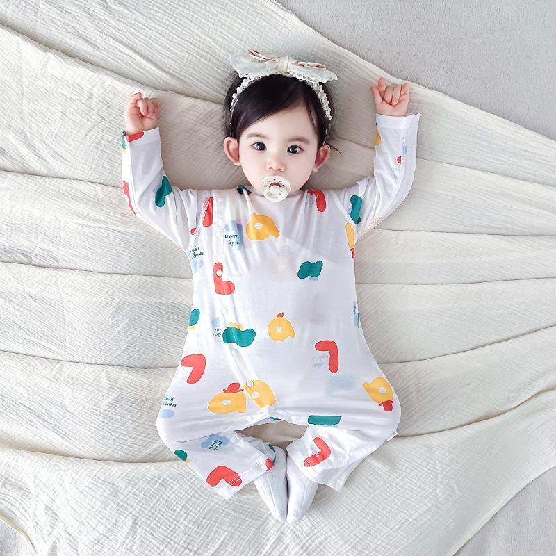 Baby Onesie: Double-Layer Belly Protection, Pure Cotton, Boneless, Long Sleeve for Spring, Autumn, Summer, & Air-Conditioned Rooms