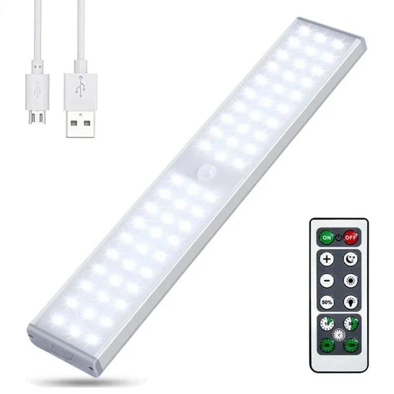 60 LED PIR Motion Sensor LED Under Cabinet Lamp Dimmable Rechargeable Night Light for Kitchen Bedroom Lighting Wall Lamp