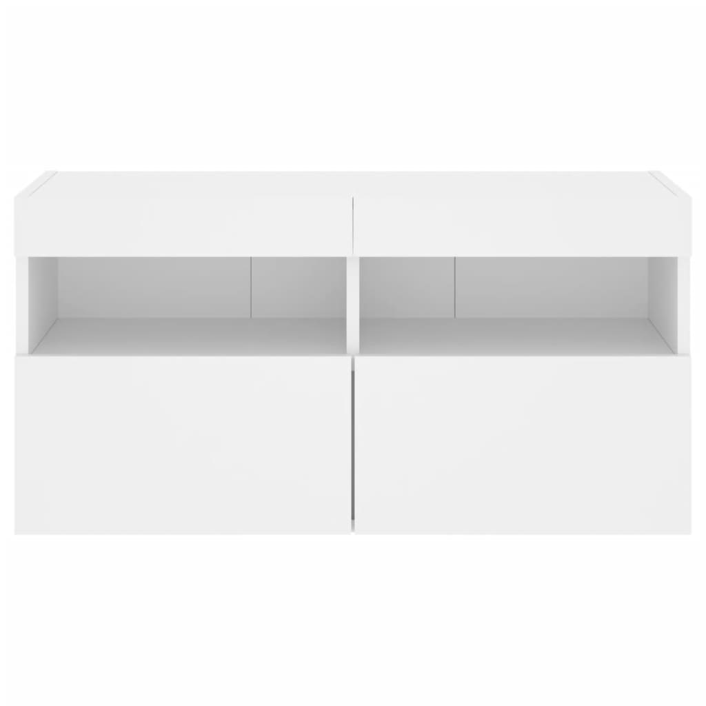 Wall Mounted TV Cabinet with RGB LED Lights White 80 X 30 X 40 Cm