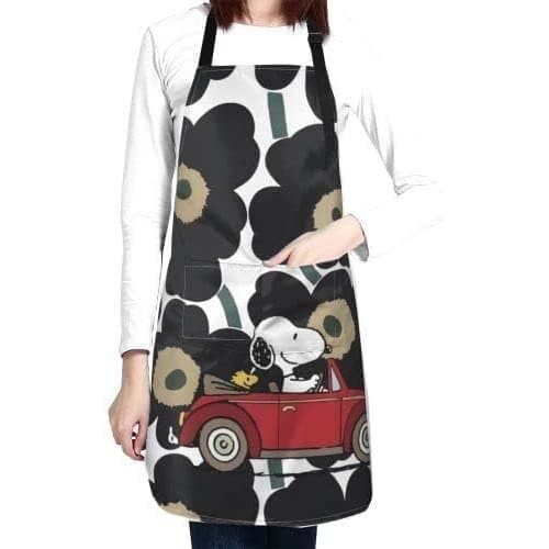 Moomin, Little My, Snoopy, Floral Print Nordic Apron, H-Shaped, Neck Strap, Easy To Move Around, with Pockets, Waterproof, Adjustable, Suitable for Nu