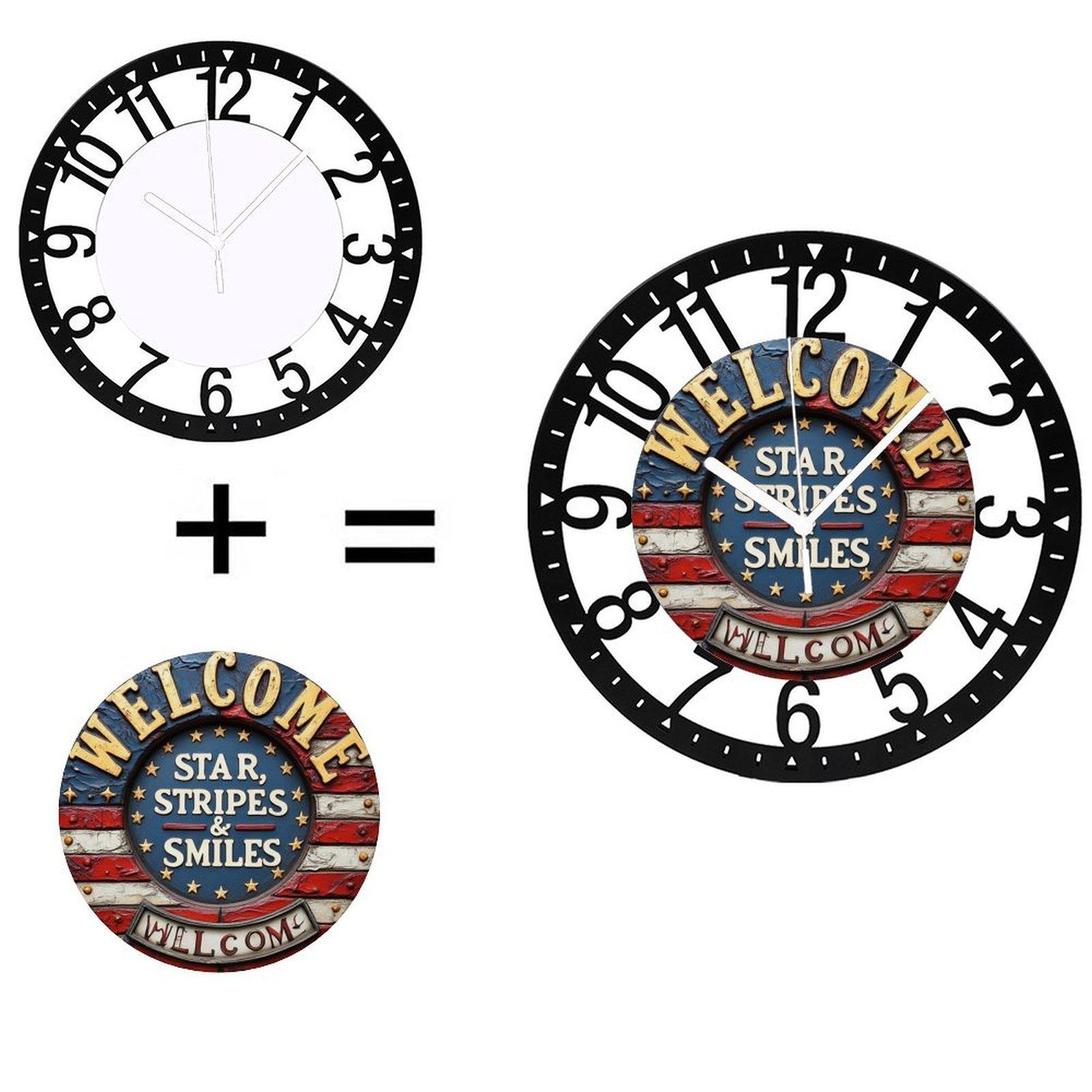 25cm Simple Iron Round Wall Clock with Silent Quartz Movement (Black,10 inch(25.40cm))