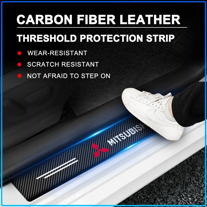 4Pcs Carbon Fiber Car Door Sill Protection Sticker Anti-scratch Refit For Mitsubishi Lancer 7 8 I200 Pajero Montero Sport Outlander ASX Mirage Eclipse