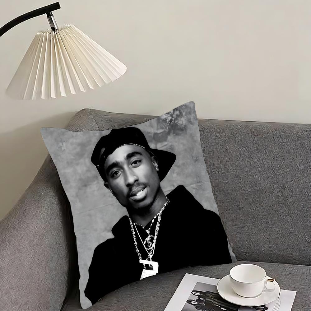 T-Tupac Shakurr Rapper Cushion Cover Pillowcase Ultra Soft Skin Friendly Fabric Cloud Like Comfort & Concealed Zipper