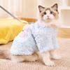 Warm Fleece Pet Coat Small To Medium Dogs Cats Winter Outfit Soft Plush Hoodie Blue White M
