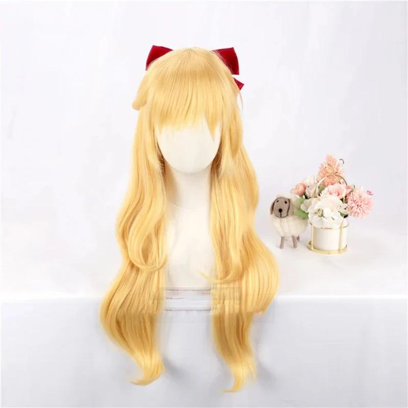 Sailor Venus cosplay wig Golden Long hair Fiber synthetic wig Heat resistant Hair