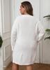 Women S Plus Size V Neck Twist Knit Long Sleeve Solid Dress Winter
