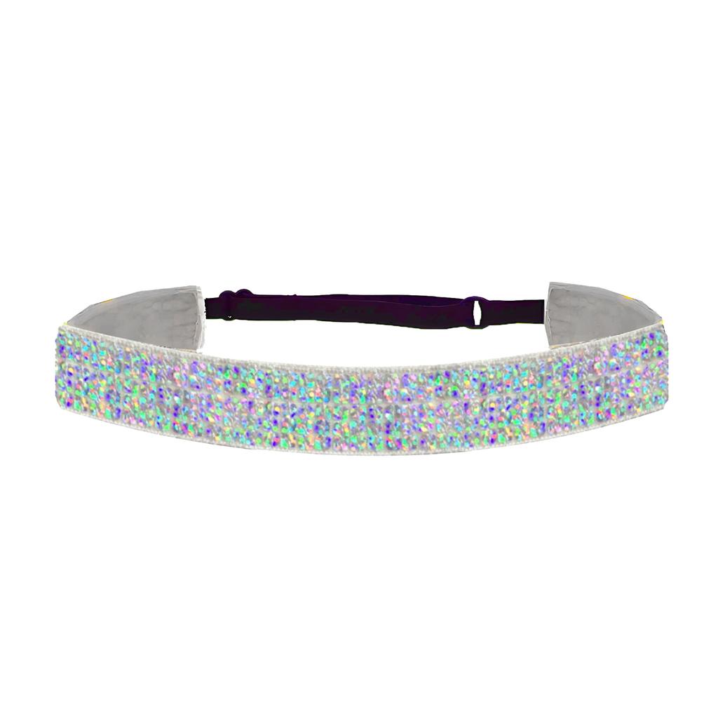 Adjustable Glitter Sequin Headbands for Women, Non Slip Velvet Lined Sports Yoga Hair Bands, Sparkly Elastic Head Wraps for Party Festival Gym Running