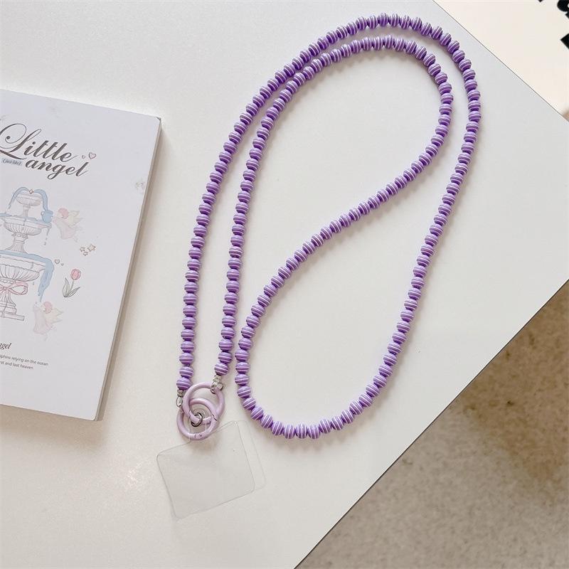 

Универсальный цветной шнурок для мобильного телефона из бусин, уличный шнурок для подвешивания против потери, длинная цепочка-ремешок для чехла телефона через плечо для iPhone фиолетовый