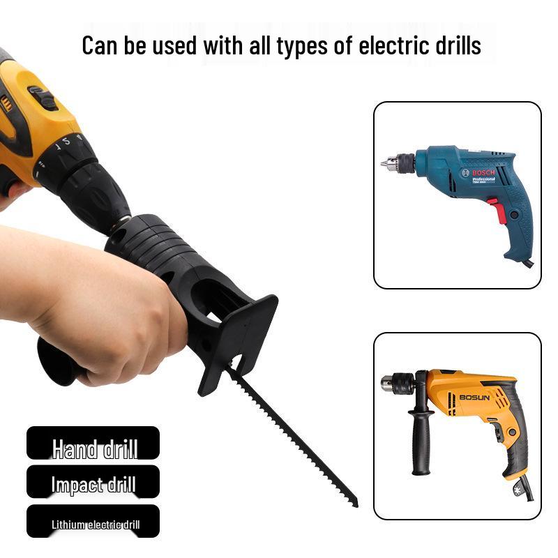 Handheld Electric Drill to Saw Conversion Head: Universal Reciprocating Saw Accessory for Small Woodworking Tasks