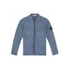 FW21 Gewaschene Doppel-Taschen-Label Unifarbene Jacke Herrenjacke Nebelblau 7515113WN-V0146