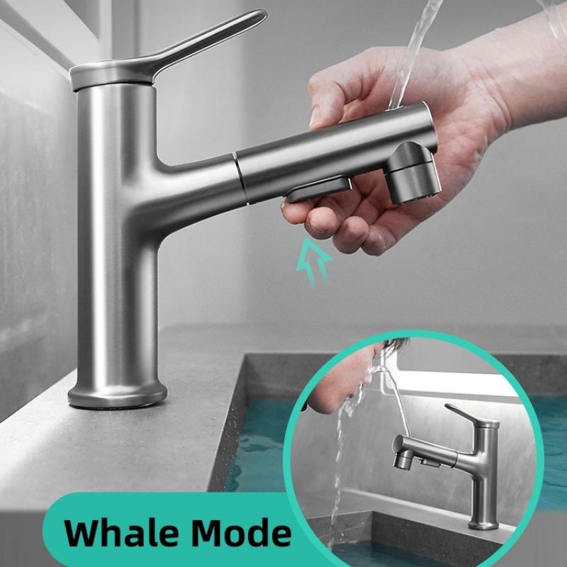 Bathroom Sink Faucet Basin Pull-out Faucet Hot and Cold Water Mixer Water Tap Single Hole For Bathroom Sinks Faucet Taps