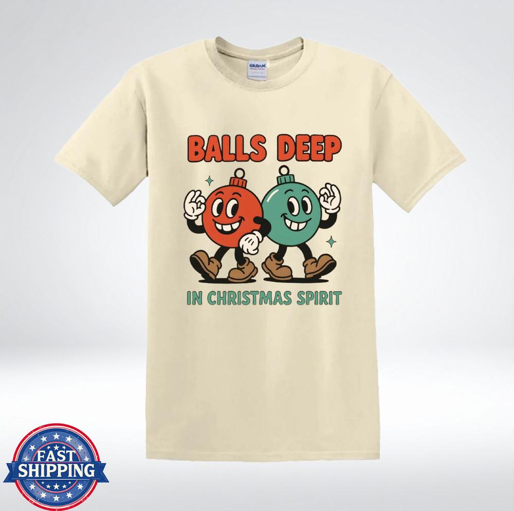 Футболка с мультяшным рисунком «Balls Deep Xmas Spirit» L