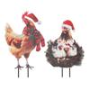 2Pcs Garden Chicken Stake Outdoor Metal Iron Decor Yard Art Decorative Figure Ornament