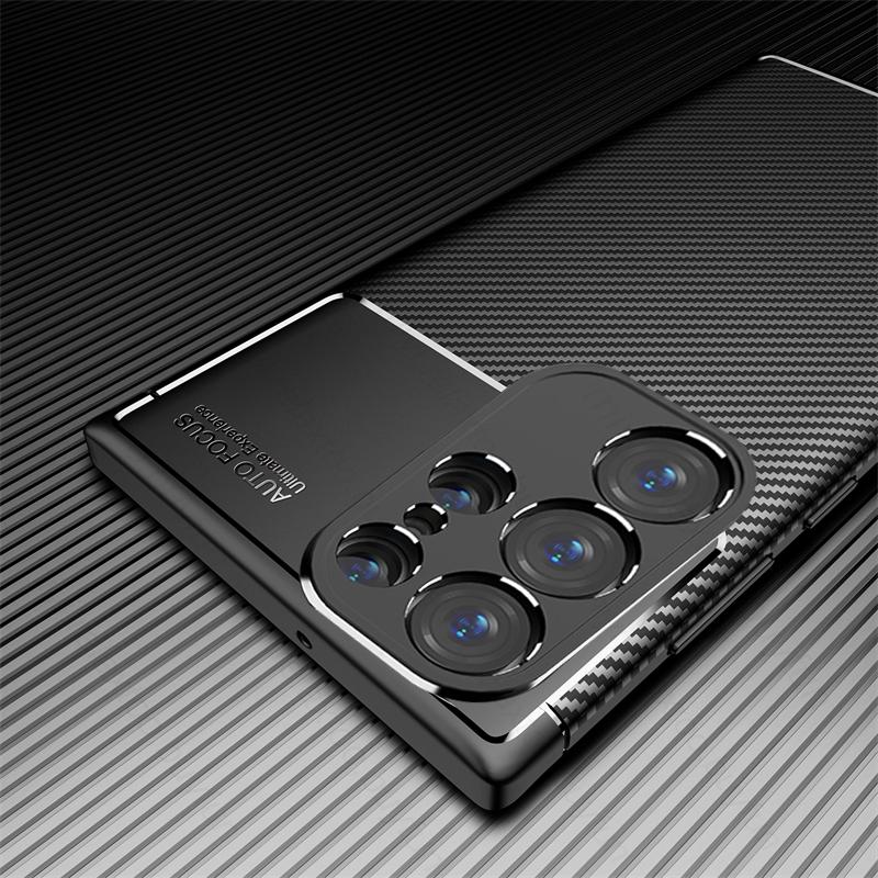 Pro Samsung Galaxy S24 Ultra 5G pouzdro Carbon Fiber Anti-Knock Armor Cover Sumsung S 24 Plus S24Ultra Soft Gum Shockproof Coque