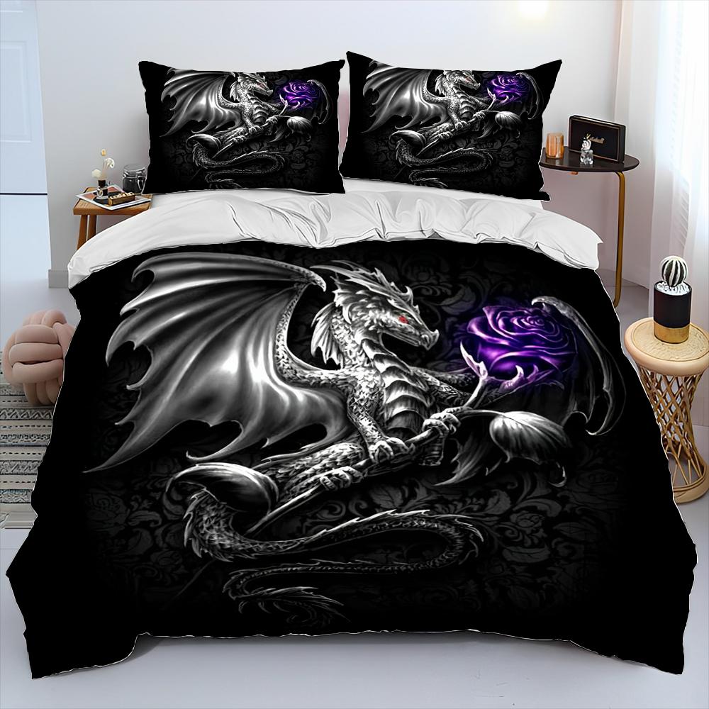 3D Retro Dragon Printed Bedding Sets Exquisite Bed Supplies Set Duvet Cover Bed Comforter Set Bedding Set Luxury Birthday Gift