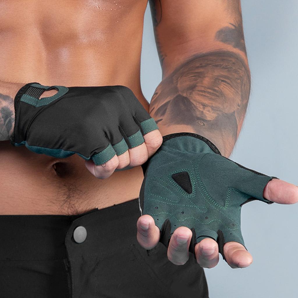 Fingerless Gloves Anti Slip Shock Absorbing Half Finger Gloves for Outdoor Bike Riding Hiking