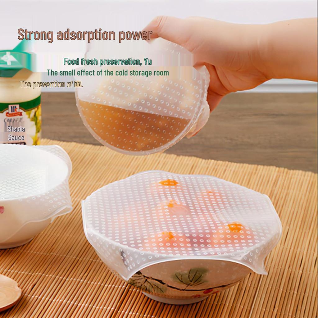 Reusable Food-Grade Silicone Sealing Lid: Heat-Preserving, Microwave-Safe, Transparent Film for Kitchens