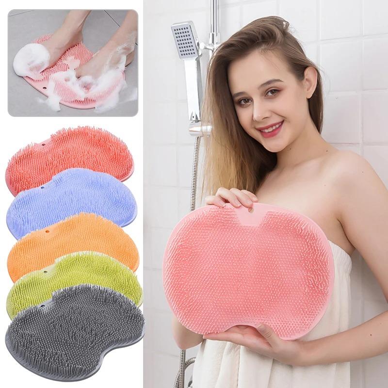 Bathing Tool Exfoliating Shower Massage Scraper Bathroom Non-slip Bath Mat Back Massage Brush Silicone Foot Wash Body Cleaning