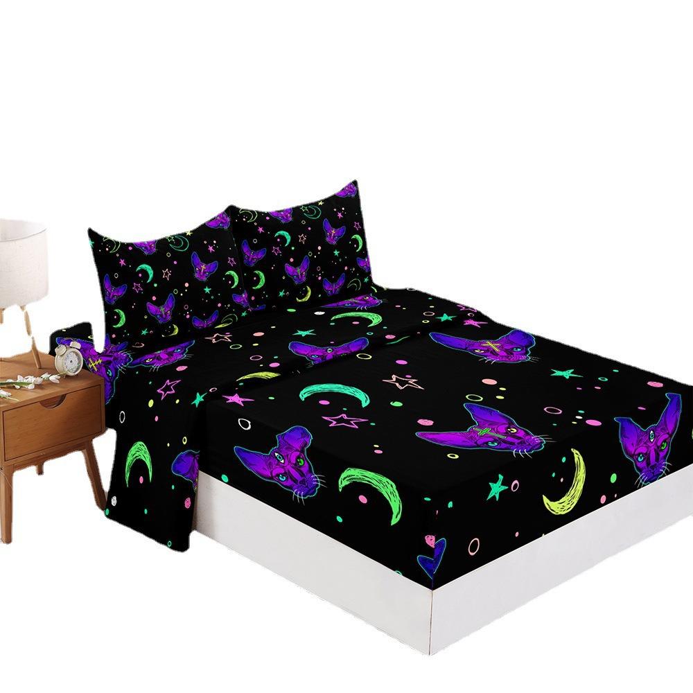 Four-Piece Mattress, Bed Sheet Printing, Dark Star And Moon Mattress, Protective Cover, Bedding